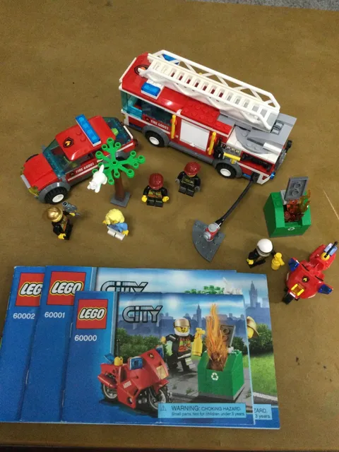 LEGO City Fire 60000 Motorcycle, 60001 Fire Chief, 60002 Fire Truck NO BOXES