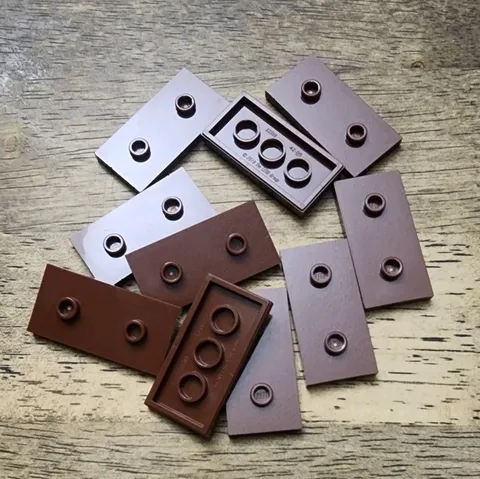 LEGO Reddish Brown Plate, 2 x 4 with 2 Studs, Double Jumper QTY 10. 65509