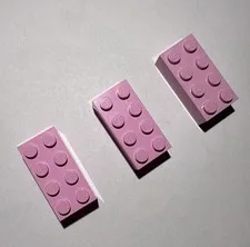 LEGO Bright Pink Brick Bricks 3001 Brick 2 x 4 Quantity 3 Pieces