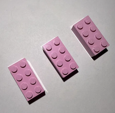LEGO Bright Pink Brick Bricks 3001 Brick 2 x 4 Quantity 3 Pieces