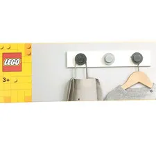 LEGO® Collection WALL HANGER RACK 3 Knobs Black and Grey on White