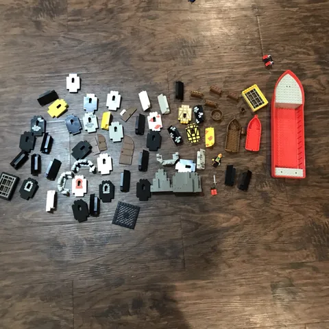 LEGO Assorted Parts Lot w/ Red Boat Hull, Windows, Plates, Multicolor