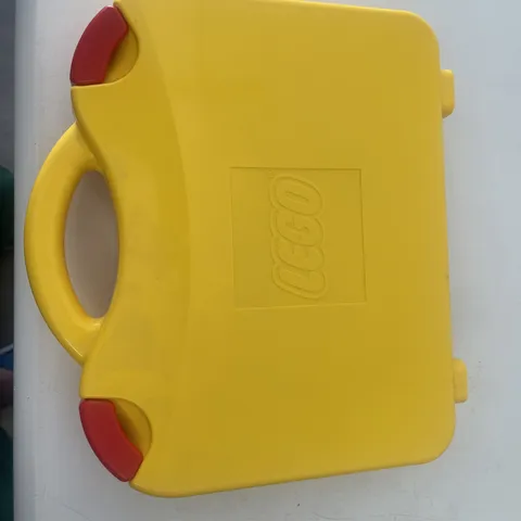 LEGO Yellow & Red Plastic Carrying Case Storage with Legos # 10713 W/ Baseplate