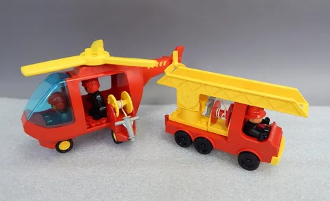1993 Vintage Lego Duplo Fire Helicopter Truck Lot 2677 2637 Retired Complete