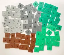 LEGO Lot of 100 Multicolor Plate Modified 2x2 With Stud In Center 87580 Bulk
