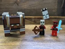 LEGO Minecraft: The Illager Raid (21160) - Pillager w/banner&bow, Kai, Ravager