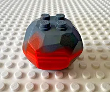 LEGO Rock 4 x 4 Octagonal Boulder with Marbled Trans-Neon Orange 30294c01pb01
