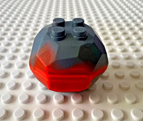 LEGO Rock 4 x 4 Octagonal Boulder with Marbled Trans-Neon Orange 30294c01pb01