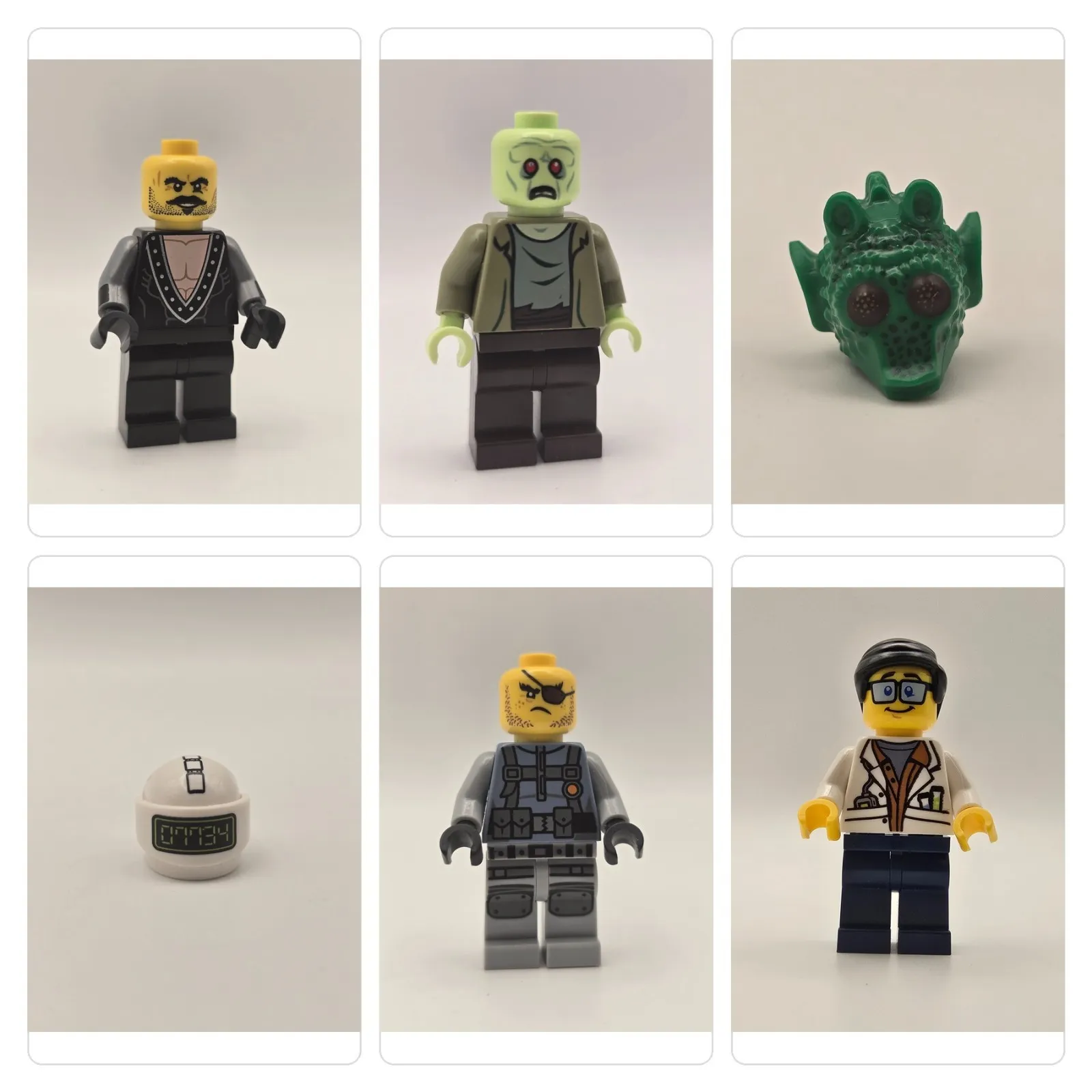 LEGO Minifigure Parts Lot Zombie Scientist Tactical Alien Helmet Genuine