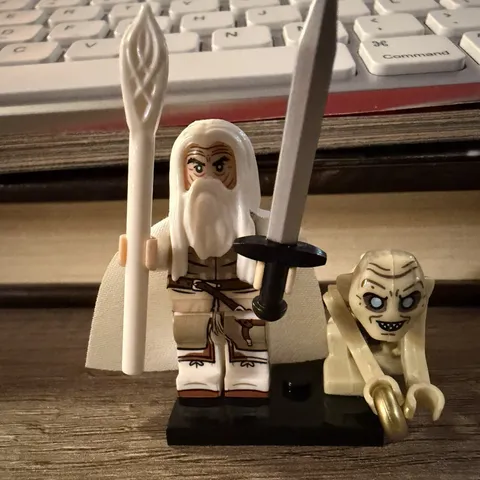 Custom Lego Minifigure, Gandalf The White, Lord Of The Rings + Gollum