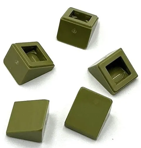 Lego 5 New Olive Green Slope Sloped 30 1 x 1 x 2/3 Parts