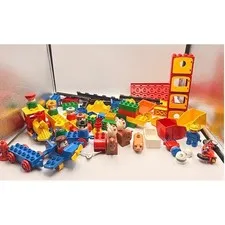 Vintage LEGO Duplo Mixed Lot Train Plane Farm Animals Figures Tracks Blocks