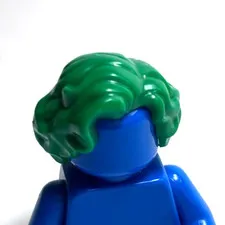 Lego - Minifigure Hair - Green, Wavy, Side Part