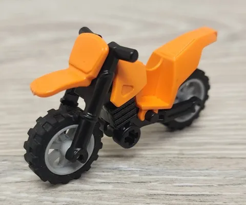 Lego 50860c11 Orange Motorcycle Dirt Bike Black Chassis Light Bluish Gray Wheels