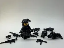 LEGO CUSTOM POLICE SWAT OFFICER Male minifigure made with real LEGO