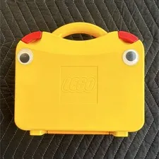 LEGO Yellow Carrying Case with Red Accents, Handle, Portable, 4 Compartments