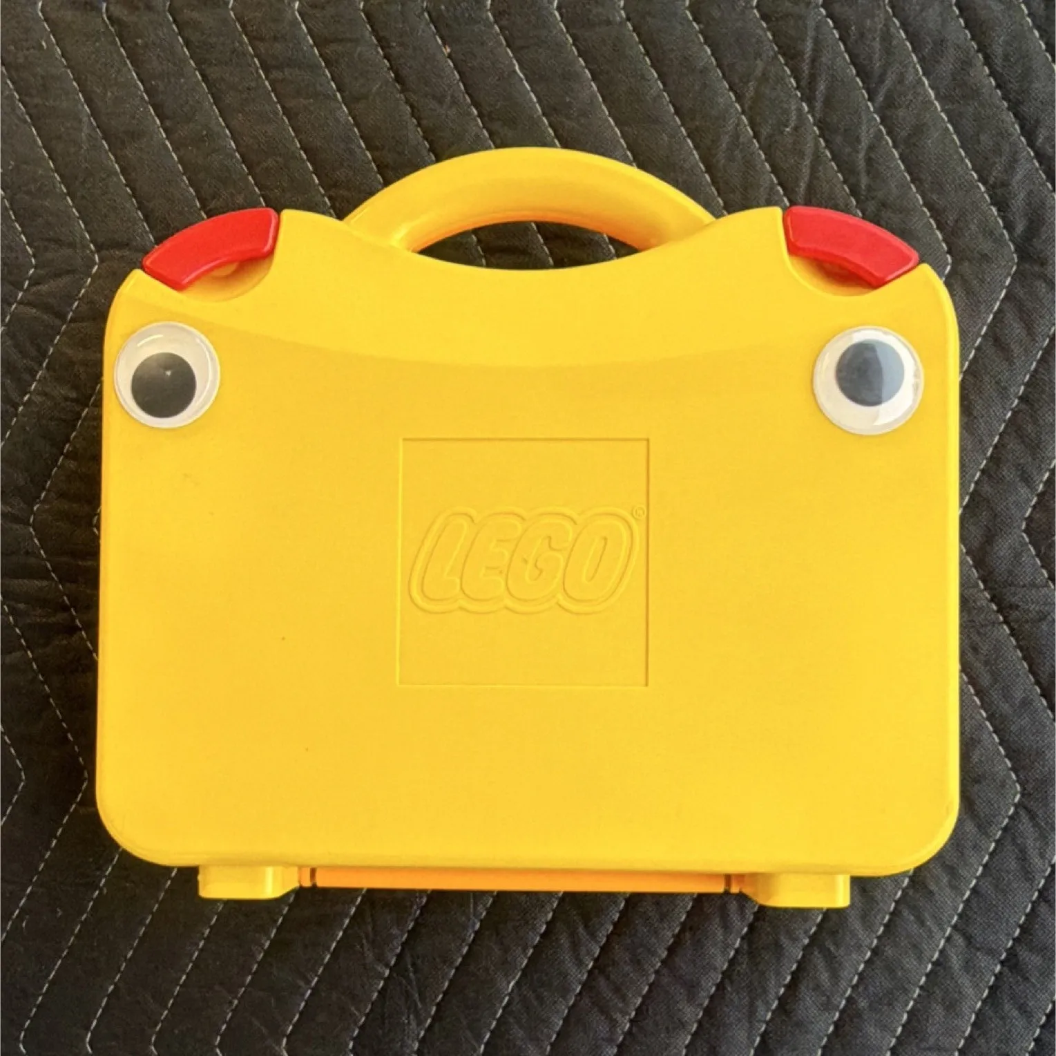 LEGO Yellow Carrying Case with Red Accents, Handle, Portable, 4 Compartments