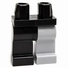 LEGO Minifigure Hips and 1 Light Bluish Gray Left Leg, 1 Black Right Leg
