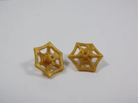 LEGO 2 Small Pearl Gold Spiderwebs w/ Pin on Back Weapon Minifig S3
