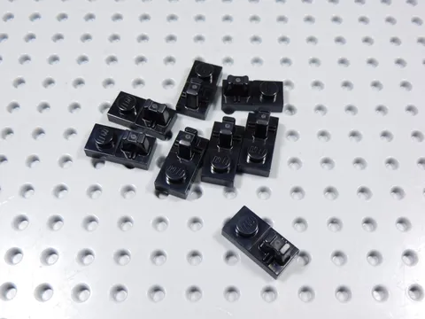 LEGO Lot of 8 Black 1x2 Plates w/ Locking Finger BF