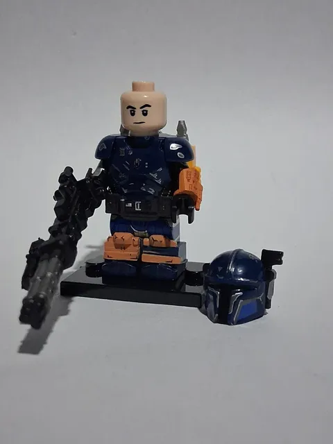 Star Wars Armored Mandalorian Blue Paz Visla Yellow Accent Custominifig Lego New