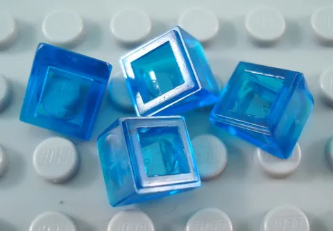 LEGO Lot of 4 Translucent Dark Blue 1x1x2/3 City Police Mini Slope Pieces