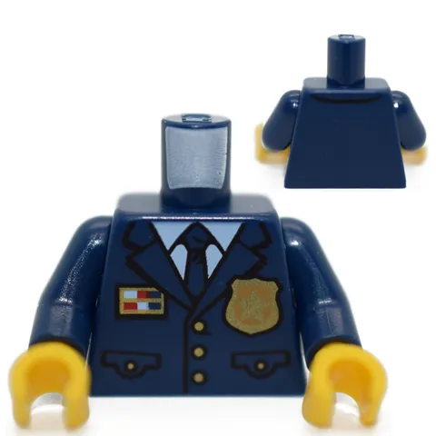 LEGO Minifigure Torso Police Chief Officer Dark Blue Suit gold 10278 6293876