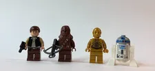 Lego Star Wars Minifigure Lot Han Solo Chewbacca C3PO R2D2 10188 8038 rare