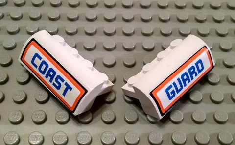 LEGO White 2x4x1 1/3 Curved Top Coast Guard Decorated Bricks