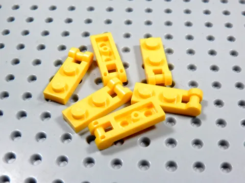 LEGO Lot of 6 Bright Yellow Orange 1x2 Modified Plates w/ Closed Handle BK