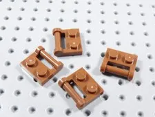 LEGO Lot of 4 Reddish Brown 1x2 Modified Plates w/ Closed Handle on the Side BA