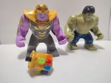LEGO Super Heroes Minifigure Thanos w/ Gauntlet - Large Big Fig 76131 & The Hulk
