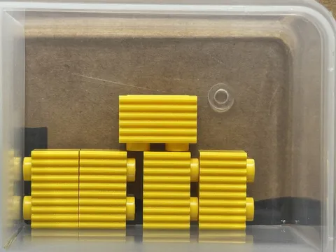 LEGO Parts - Yellow Brick 1 x 2 with Grille / Fluted Profile - No 2877 - QTY 5