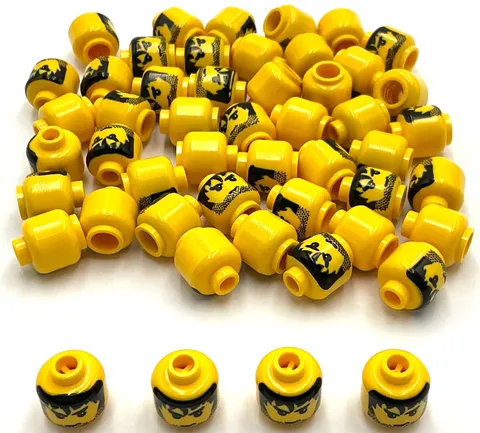 Lego 50 New Minifigure heads with Black Beard Pieces