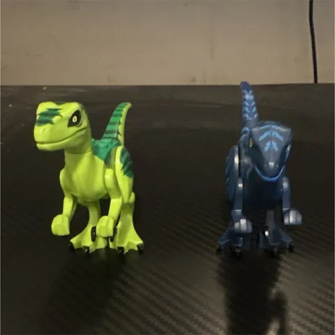 LEGO Lot of 2 Raptor Dinosaur Figures Green & Blue Plastic Animals Interest