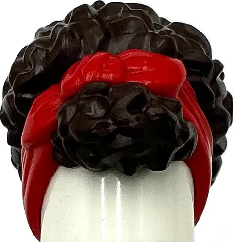 Lego New Dark Brown Brown Minifigure Doll Hair Coiled Pulled Up w/ Red Wrap Part
