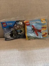 Lego Lot Of 2 Iconic Red Plane 30669 & City Police Off-Road Buggy 30664