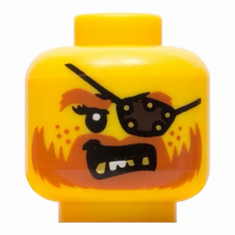 LEGO Minifigure, Head Beard Dark Orange, Gold Teeth, Eye Patch