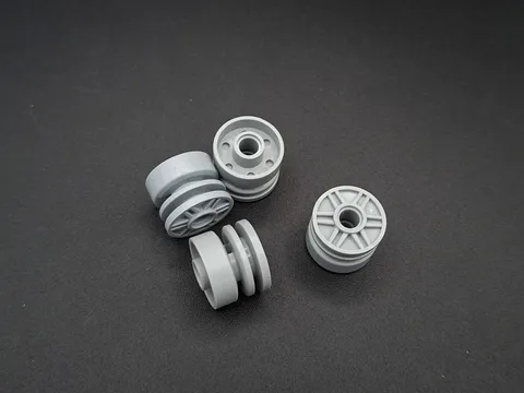 LEGO - 4x - Wheel - Tyre - 18mm x 14mm - Light Grey - Light Grey - 55981