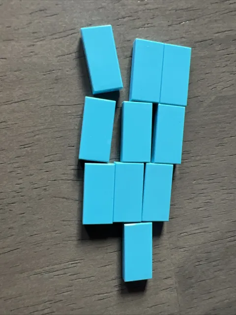 LEGO 3069 Medium Azure Tile 1 x 2 Bulk 10 Pieces