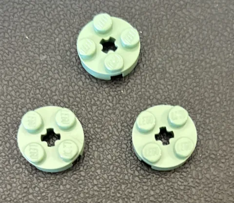 LEGO Part 4032 Lot 3 Plates Flat Round 2x2 with Hole Technic Sand Green