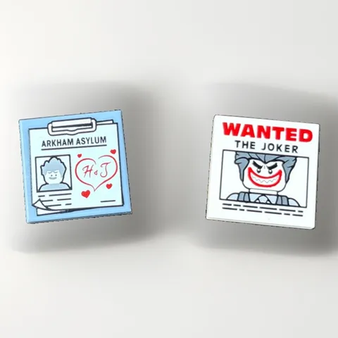 Genuine LEGO Batman Joker & Harley Quinn Tile Set WANTED Poster ARKHAM ASYLUM H