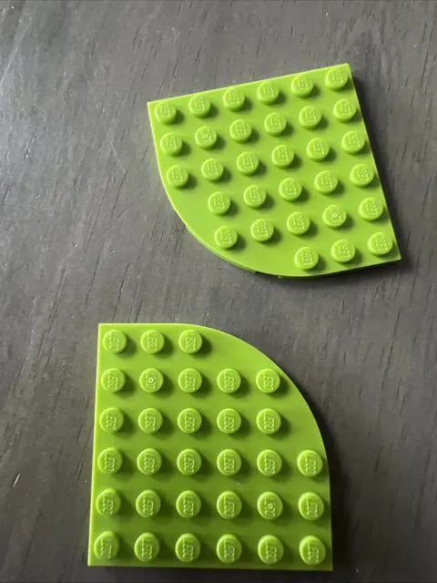 LEGO 6003 Lime Plate, Round Corner 6 x 6 - 2 Pieces