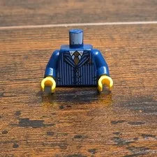LEGO - Minifig, Torso Suit Pinstripe Jacket and Gold Tie Pattern - Dark Blue