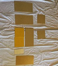 LEGO Baseplate Lot 9 pc Tan & Yellow Plastic Studded Building Plates