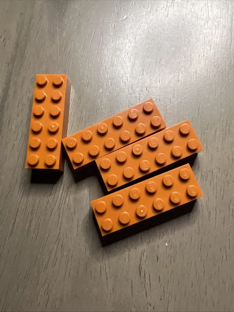 LEGO 2456 Dark Orange Brick 2 x 6 - 4 Pieces