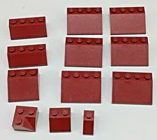 Lot of 12 LEGO Assorted Bricks & Pieces Dark Red Maroon