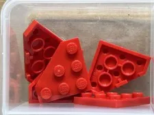 LEGO Parts - Red Wedge, Plate 3 x 3 Cut Corner - No 2450 - QTY 5