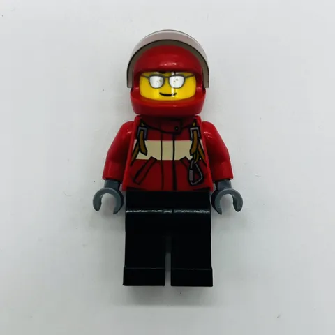 Lego Minifigure City Pilot Male, Red Fire Suit with Carabiner cty0678 Airport