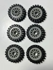 6 vintage LEGO Gray Wheel Spoked 2x2 Tire 24D. x 8mm 4778 4858 #3483 30155